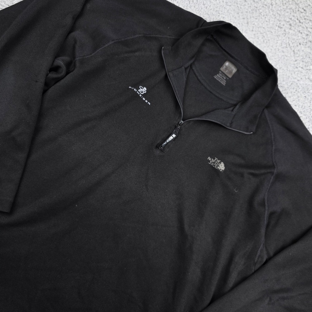 The North Face Mens XXL‎ Black VaporWick Quarter Zip Pullover Budweiser Logo